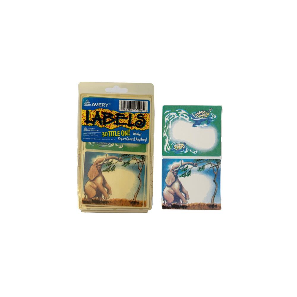 Vintage Stationery - Book Stickers - Avery Labels with Animal Images - 1994